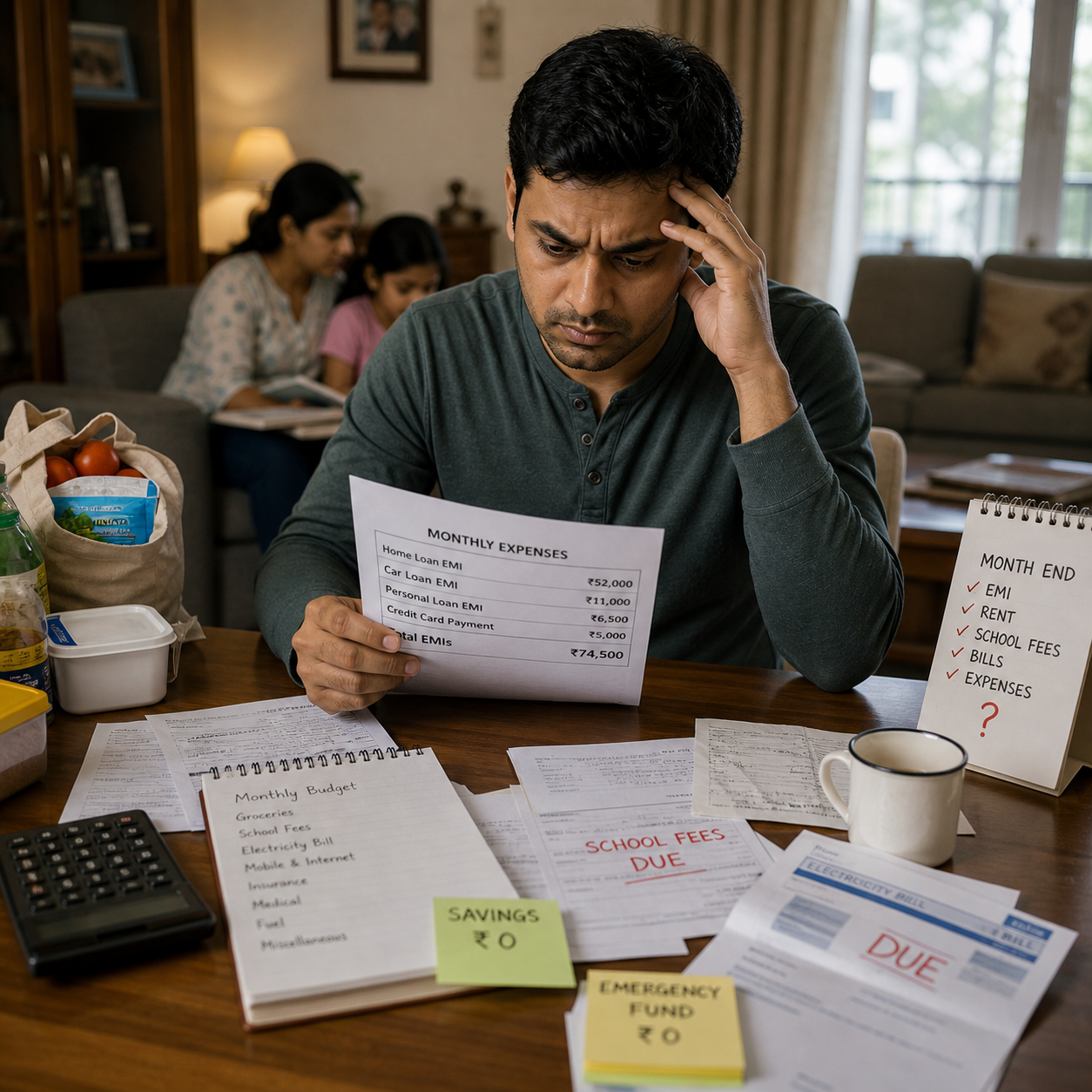 Indian family facing financial stress due to high home loan EMI