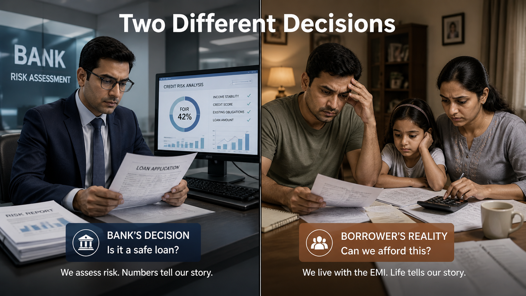 Bank risk assessment vs borrower affordability in home loans